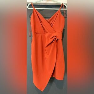 Blue Blush Asymmetric Mini Dress in Vibrant Orange